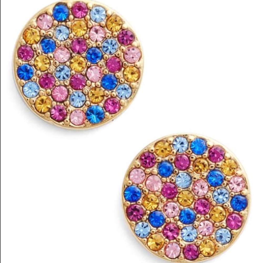 Kate Spade Multi Color Pave Disc Stud Earrings